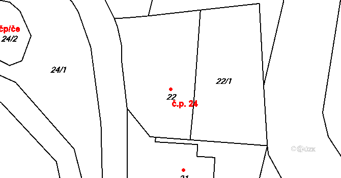 Grabštejn 24, Chotyně na parcele st. 22 v KÚ Grabštejn, Katastrální mapa