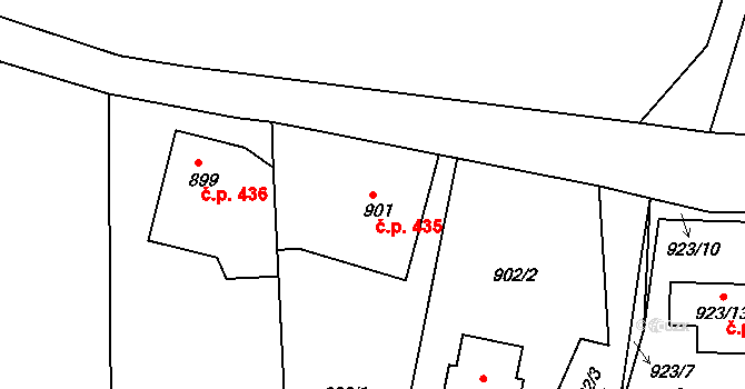 Hrádek nad Nisou 435 na parcele st. 901 v KÚ Hrádek nad Nisou, Katastrální mapa