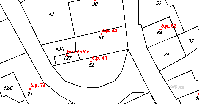 Červeněves 42, Smidary na parcele st. 51 v KÚ Červeněves, Katastrální mapa