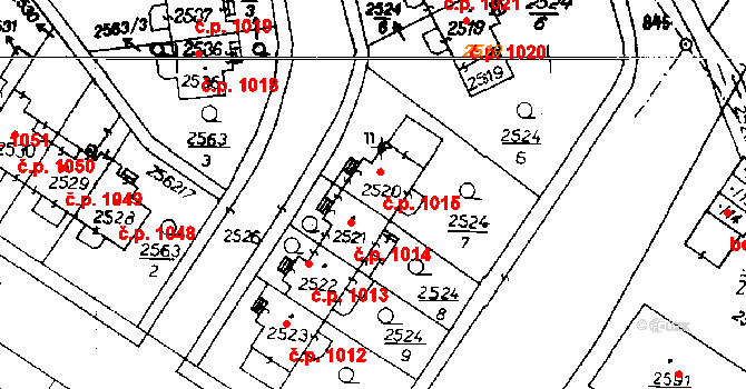 Poděbrady III 1015, Poděbrady na parcele st. 2520 v KÚ Poděbrady, Katastrální mapa