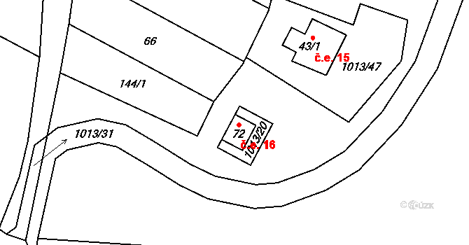 Čeraz 16, Vesce na parcele st. 72 v KÚ Čeraz, Katastrální mapa