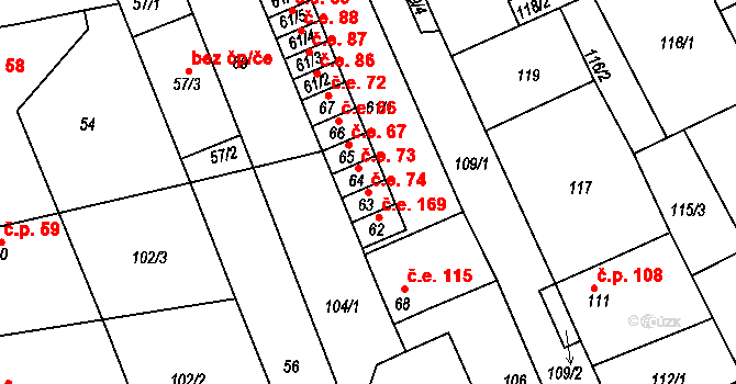 Drahůnky 74, Dubí na parcele st. 63 v KÚ Drahůnky, Katastrální mapa