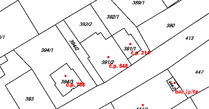Stará Ves 545, Stará Ves nad Ondřejnicí na parcele st. 391/2 v KÚ Stará Ves nad Ondřejnicí, Katastrální mapa