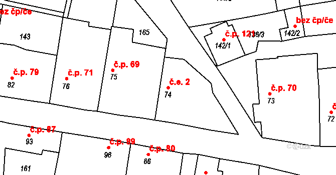 Krchleby 2, Staňkov na parcele st. 74 v KÚ Krchleby u Staňkova, Katastrální mapa