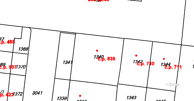 Nusle 639, Praha na parcele st. 1340 v KÚ Nusle, Katastrální mapa