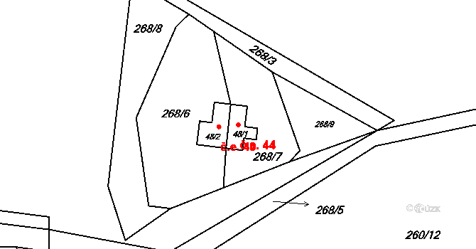 Švastalova Lhota 44, Krásná Hora nad Vltavou na parcele st. 48/1 v KÚ Švastalova Lhota, Katastrální mapa