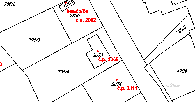 Dvůr Králové nad Labem 2068 na parcele st. 2673 v KÚ Dvůr Králové nad Labem, Katastrální mapa
