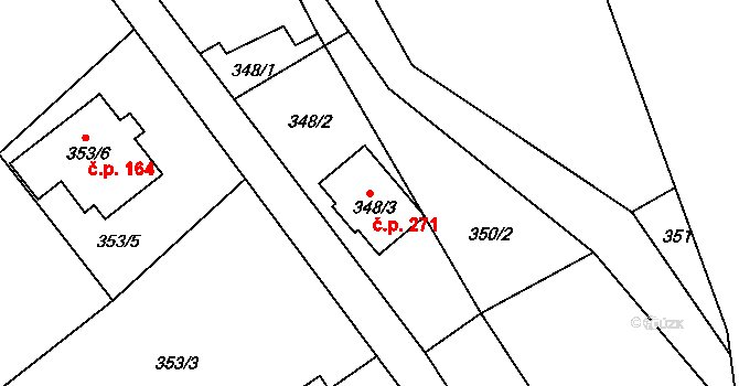 Loučky 271, Odry na parcele st. 348/3 v KÚ Loučky nad Odrou, Katastrální mapa