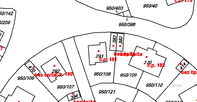 Dolní Třebonín 181 na parcele st. 293 v KÚ Dolní Třebonín, Katastrální mapa