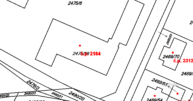 Předměstí 2184, Litoměřice na parcele st. 2475/19 v KÚ Litoměřice, Katastrální mapa
