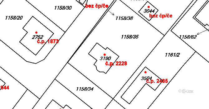 Brandýs nad Labem 2228, Brandýs nad Labem-Stará Boleslav na parcele st. 3190 v KÚ Brandýs nad Labem, Katastrální mapa