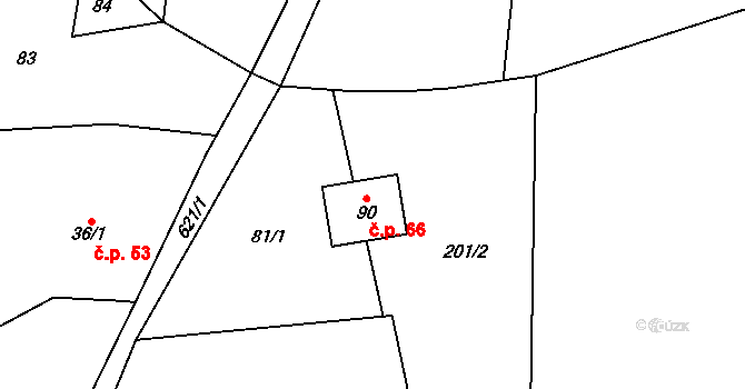 Brocná 66, Skuhrov nad Bělou na parcele st. 90 v KÚ Brocná, Katastrální mapa