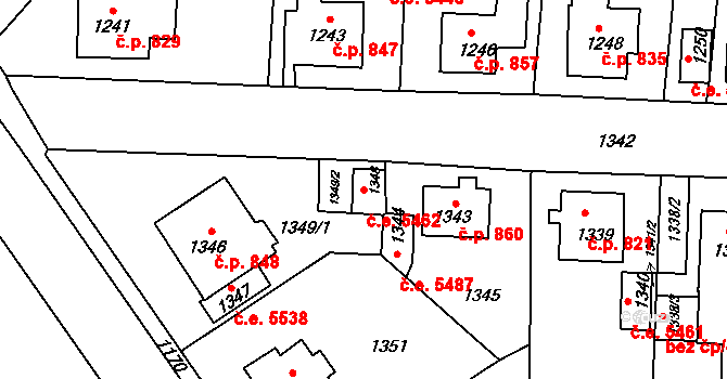 Kadaň 5462 na parcele st. 1348 v KÚ Kadaň, Katastrální mapa