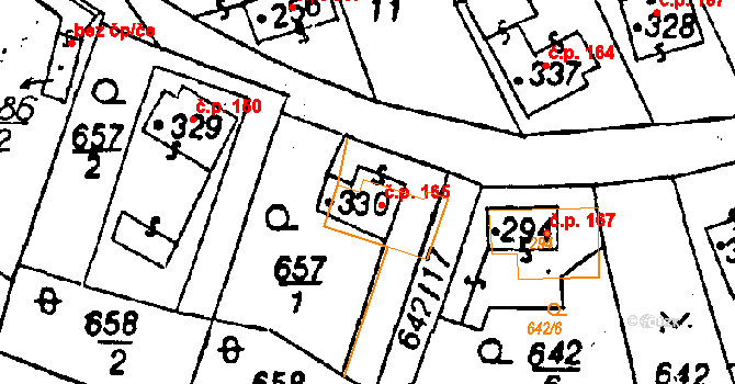 Poříčí nad Sázavou 165 na parcele st. 330 v KÚ Poříčí nad Sázavou, Katastrální mapa