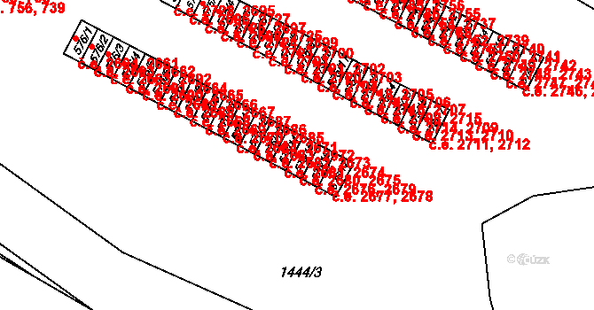 Příluky 2675,2680, Zlín na parcele st. 576/15 v KÚ Příluky u Zlína, Katastrální mapa
