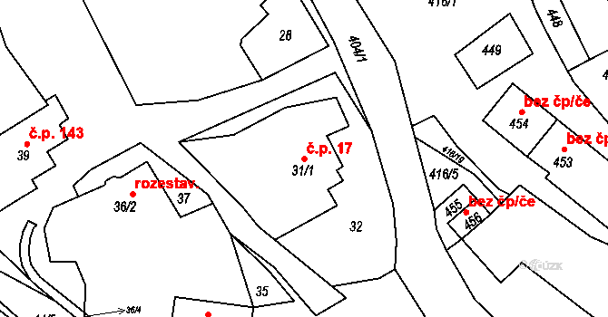 Polnička 17 na parcele st. 31/1 v KÚ Polnička, Katastrální mapa