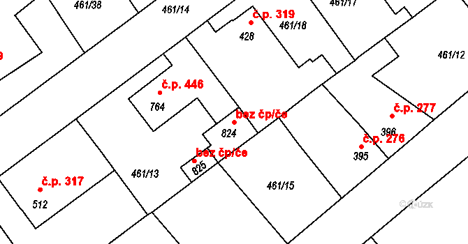 Borohrádek 38460246 na parcele st. 824 v KÚ Borohrádek, Katastrální mapa