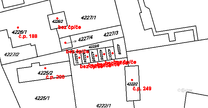 Frýdek-Místek 38969246 na parcele st. 4222/6 v KÚ Lískovec u Frýdku-Místku, Katastrální mapa