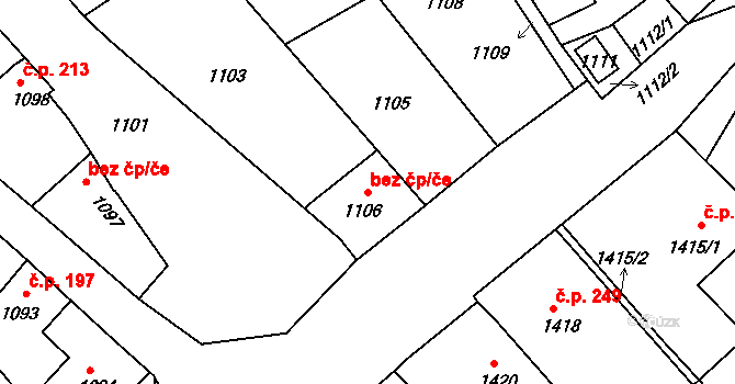 Jedovnice 39814246 na parcele st. 1106 v KÚ Jedovnice, Katastrální mapa
