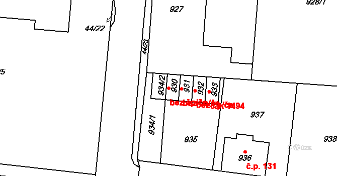 Děčín 41045246 na parcele st. 930 v KÚ Boletice nad Labem, Katastrální mapa