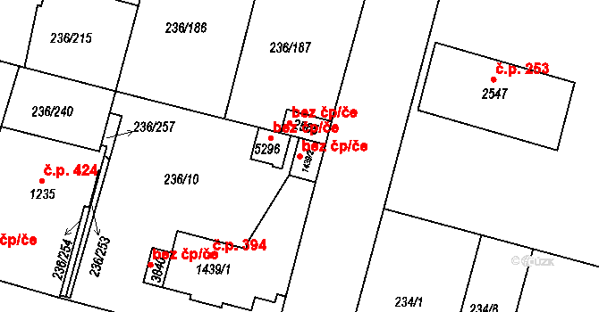 Trutnov 41850246 na parcele st. 1439/2 v KÚ Trutnov, Katastrální mapa