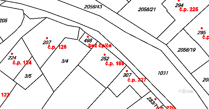 Brankovice 188 na parcele st. 252 v KÚ Brankovice, Katastrální mapa