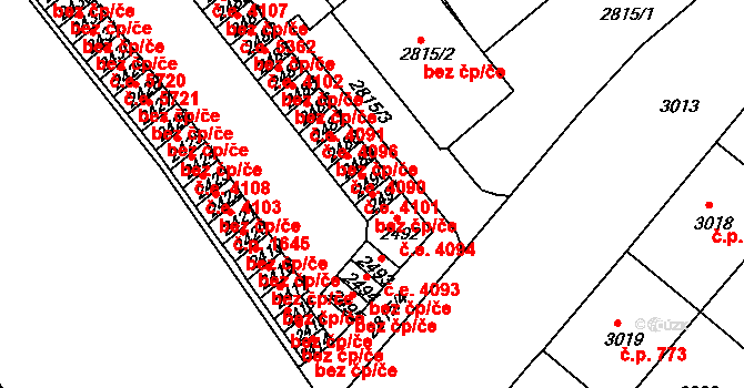Ústí nad Labem 44737246 na parcele st. 2491 v KÚ Střekov, Katastrální mapa