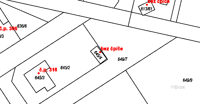 Bořitov 46033246 na parcele st. 645/4 v KÚ Bořitov, Katastrální mapa