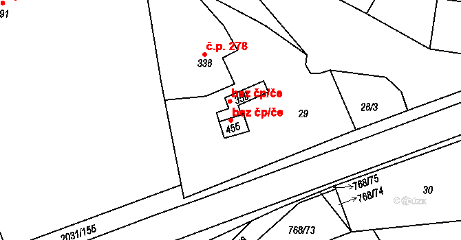 Merklín 49088246 na parcele st. 455 v KÚ Merklín u Přeštic, Katastrální mapa