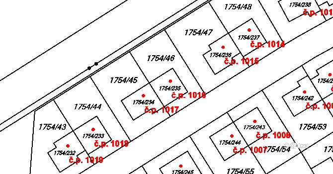 Slivenec 1016, Praha na parcele st. 1754/235 v KÚ Slivenec, Katastrální mapa