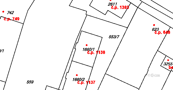 Milevsko 1137,1138 na parcele st. 1660/1 v KÚ Milevsko, Katastrální mapa