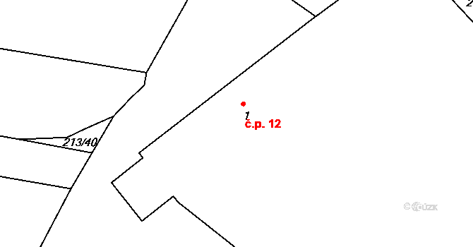 Týnec 12, Malý Bor na parcele st. 1 v KÚ Týnec u Hliněného Újezdu, Katastrální mapa