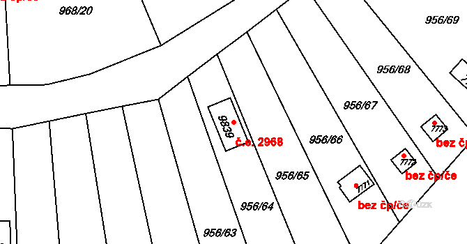 Hodonín 2968 na parcele st. 9839 v KÚ Hodonín, Katastrální mapa