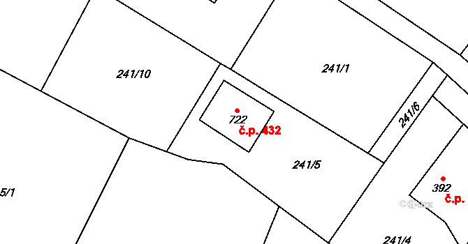 Libhošť 432 na parcele st. 722 v KÚ Libhošť, Katastrální mapa