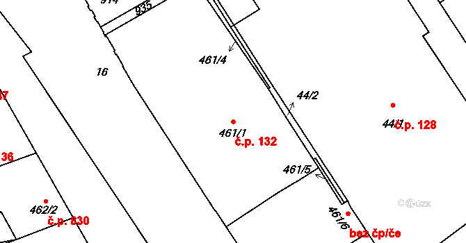 Nový Jičín 132 na parcele st. 461/1 v KÚ Nový Jičín-Horní Předměstí, Katastrální mapa