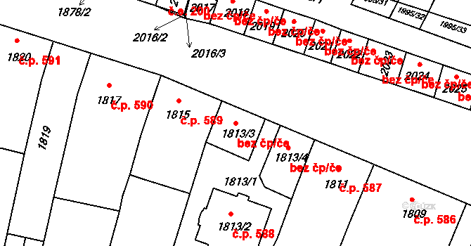 Velké Pavlovice 91127246 na parcele st. 1813/3 v KÚ Velké Pavlovice, Katastrální mapa