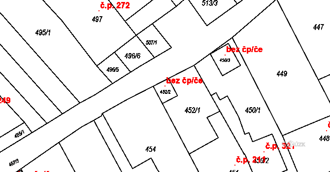 Uherský Brod 96607246 na parcele st. 452/2 v KÚ Těšov, Katastrální mapa