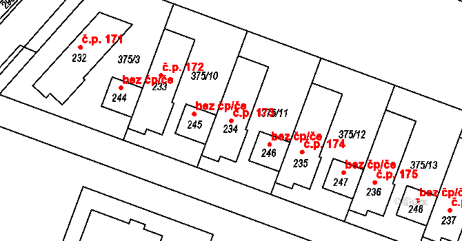 Nedvězí 173, Olomouc na parcele st. 234 v KÚ Nedvězí u Olomouce, Katastrální mapa
