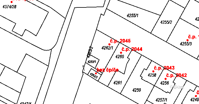 Jihlava 2045 na parcele st. 4262/1 v KÚ Jihlava, Katastrální mapa