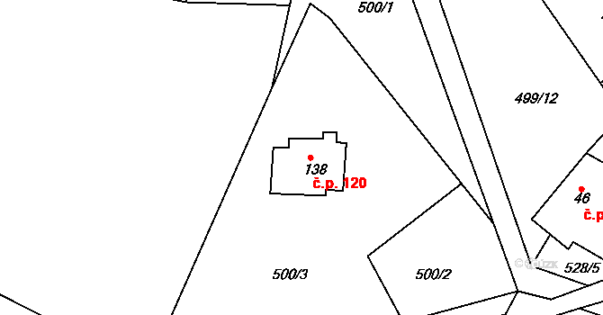 Skalsko 120, Pohoří na parcele st. 138 v KÚ Pohoří u Prahy, Katastrální mapa