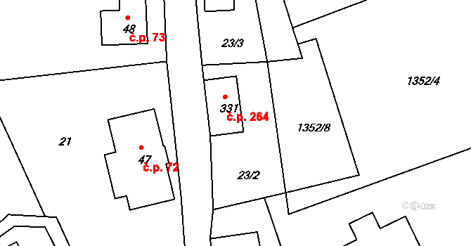Heřmanice v Podještědí 264, Jablonné v Podještědí na parcele st. 331 v KÚ Heřmanice v Podještědí, Katastrální mapa