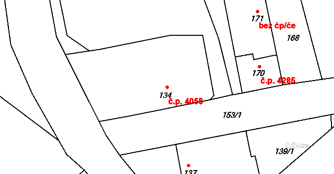 Bohuslavice 4058, Kyjov na parcele st. 134 v KÚ Bohuslavice u Kyjova, Katastrální mapa