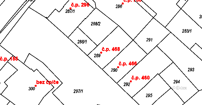 Vnorovy 468 na parcele st. 289 v KÚ Vnorovy, Katastrální mapa