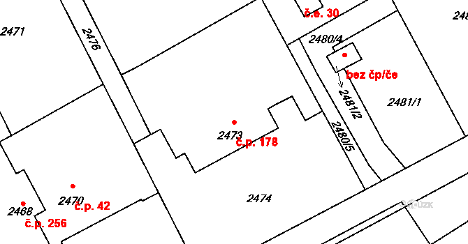 Libušín 178 na parcele st. 2473 v KÚ Libušín, Katastrální mapa