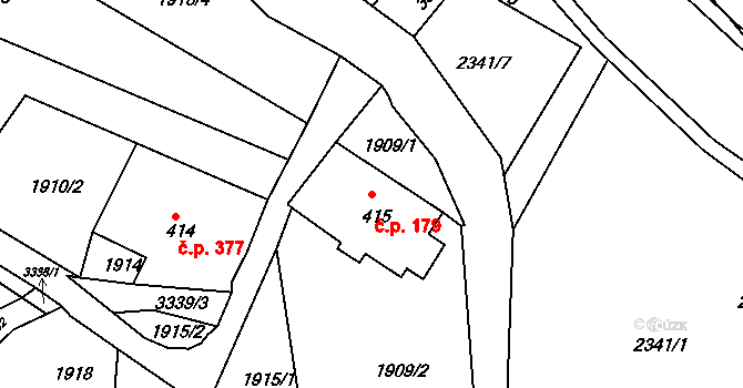Horní Rokytnice 179, Rokytnice nad Jizerou na parcele st. 415 v KÚ Horní Rokytnice nad Jizerou, Katastrální mapa