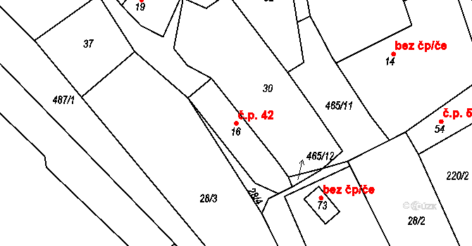 Nemyslovice 42 na parcele st. 16 v KÚ Nemyslovice, Katastrální mapa