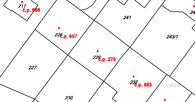 Lutyně 279, Orlová na parcele st. 229/1 v KÚ Horní Lutyně, Katastrální mapa