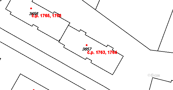 Rožnov pod Radhoštěm 1763,1764 na parcele st. 3657 v KÚ Rožnov pod Radhoštěm, Katastrální mapa