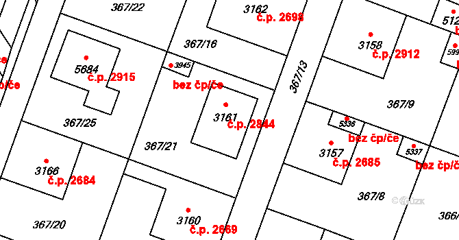 Břeclav 2844 na parcele st. 3161 v KÚ Břeclav, Katastrální mapa