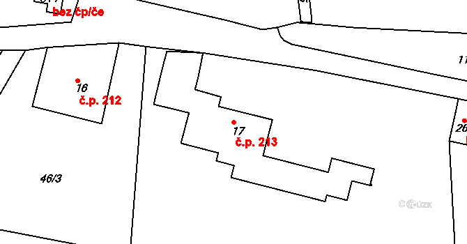 Velká Úpa 213, Pec pod Sněžkou na parcele st. 17 v KÚ Velká Úpa I, Katastrální mapa